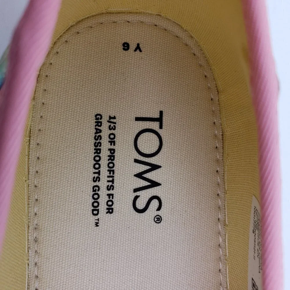 TOMS Glimmer Alpargata Girls Size 6Y Wms Sz 7.5 Candy Pink Gradient Glitter Shoe